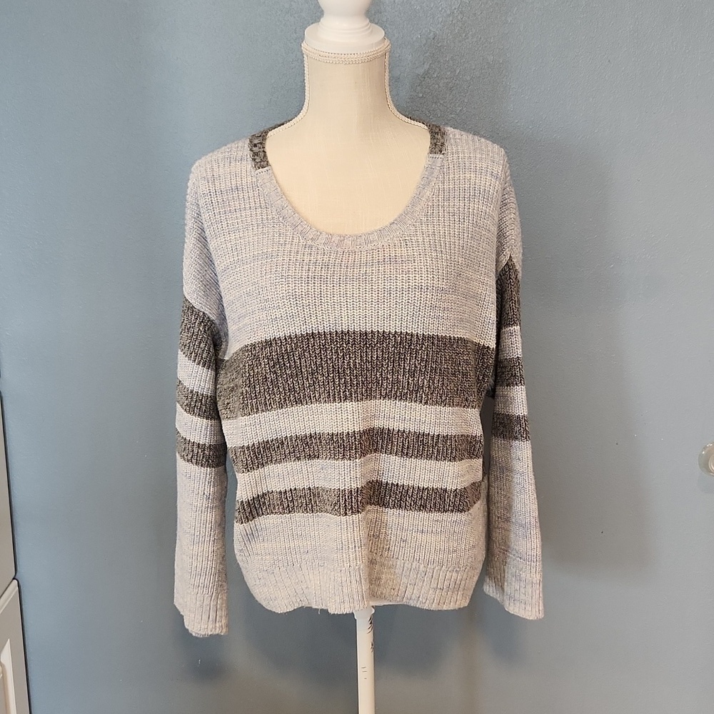 Victoria's Secret color block striped cable knit Chunky slouchy sweater